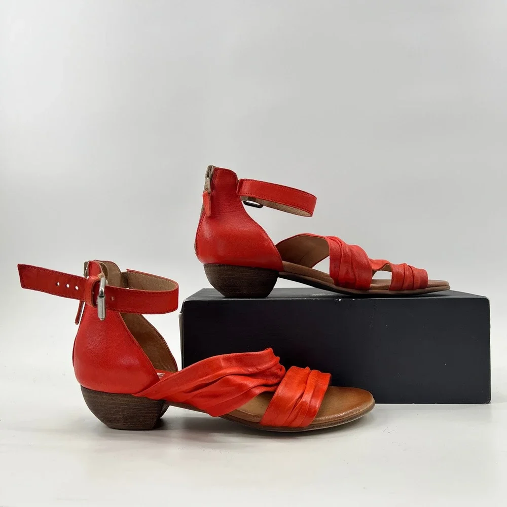 Miz Mooz Cassie Wide Sandals US 8.5W/9W EU 39W Orange Boho Leather Ankle Block